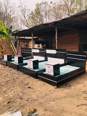 Bed Frame With Bed Side by Oluwaseun Furniture