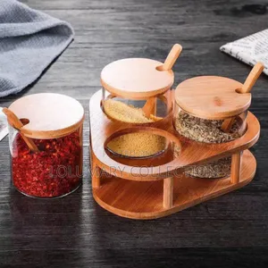 3-Piece Bamboo Glass Storage Jar Set – Airtight Spice Containers