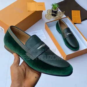 Green Color Classic Suede Luxury Designer Shoe.