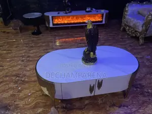 White and Golden Big Tv Stand and Table Set