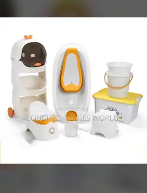 Complete Set Baby Bath With Trolley and Bottle Rack