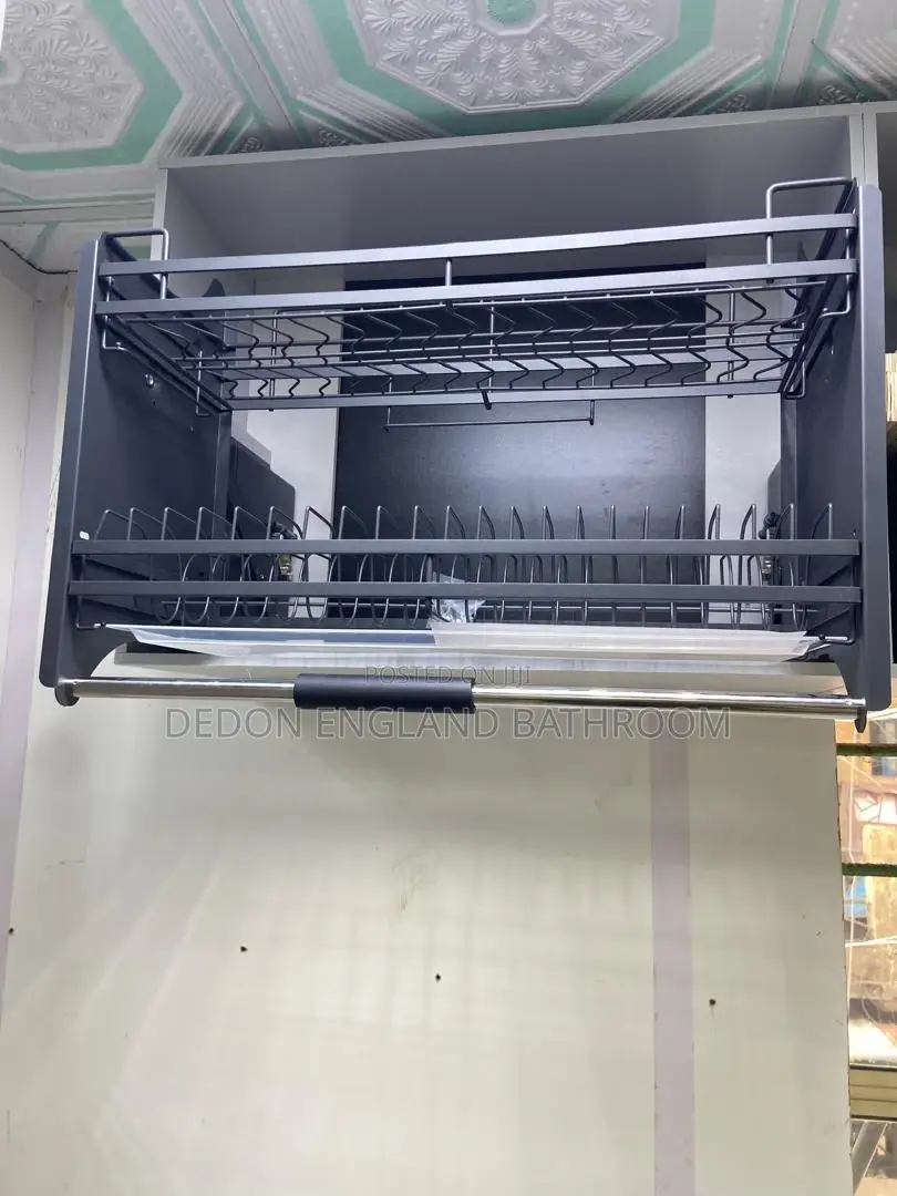 80cm Gray Pull Down Plate Rack