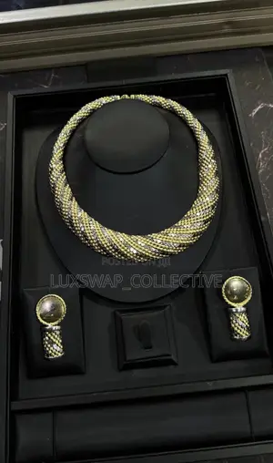 Female Gold Necklace and Earring Set