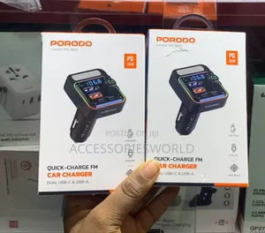Porodo Quick-Charge Fm Car Charger (Dual Usb-C Usb-A) Pd 36w