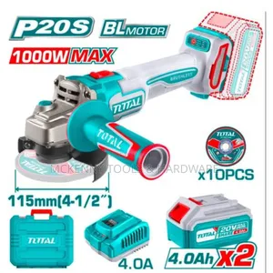 Total Cordless Brushless Angle Grinder 20v With 2 Batteries & 115mm