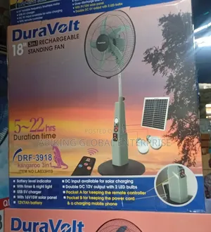 DRF-3918 Kangaroo Duravolt Rechargeable Solar Fan