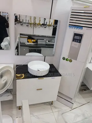 Elegant Design 80cm Black and White Cabinet With Mirror