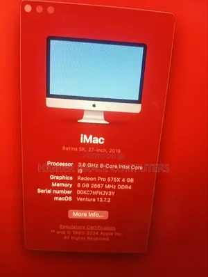Desktop Computer Apple iMac 8GB Intel Core i9 SSD 256GB