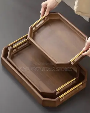 Octagon Bamboo Food Serving Tray Set - 3 in 1 Trays