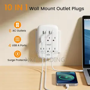 Oviitech 6-Outlet Surge Protector Wall Mount With Usb Ports