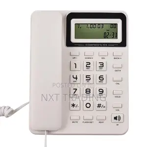 Beige Desktop Corded Landline Phone With LCD Display