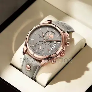 High Quality Poedagar Leather and Chain Straps Chronograph Watch