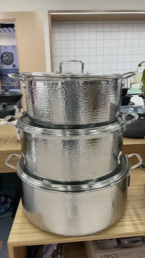 3pcs Big Stainless Steel Pots 32cm-40cm