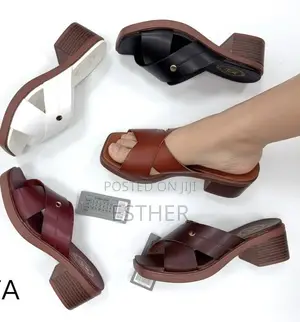 Cross-Belt Leather Slippers