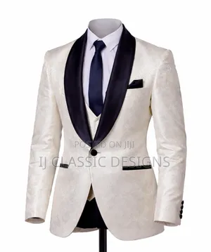 Luxury Cream Gold Brocade Tuxedo Jacket (Jacket Only)