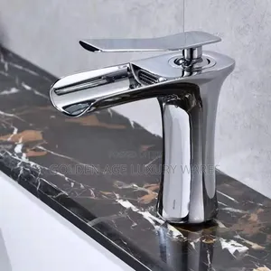 Short Chrome Brass Waterfall Basin Mixer Tap