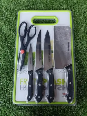 6pc Kitchen Knives, Scissors and Chopping Board Set