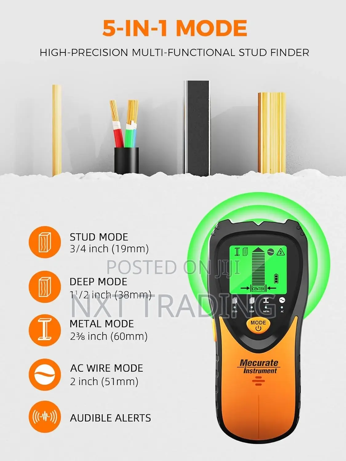 Mecurate 5-in-1 Smart Wall Scanner – High-precision Stud Finder
