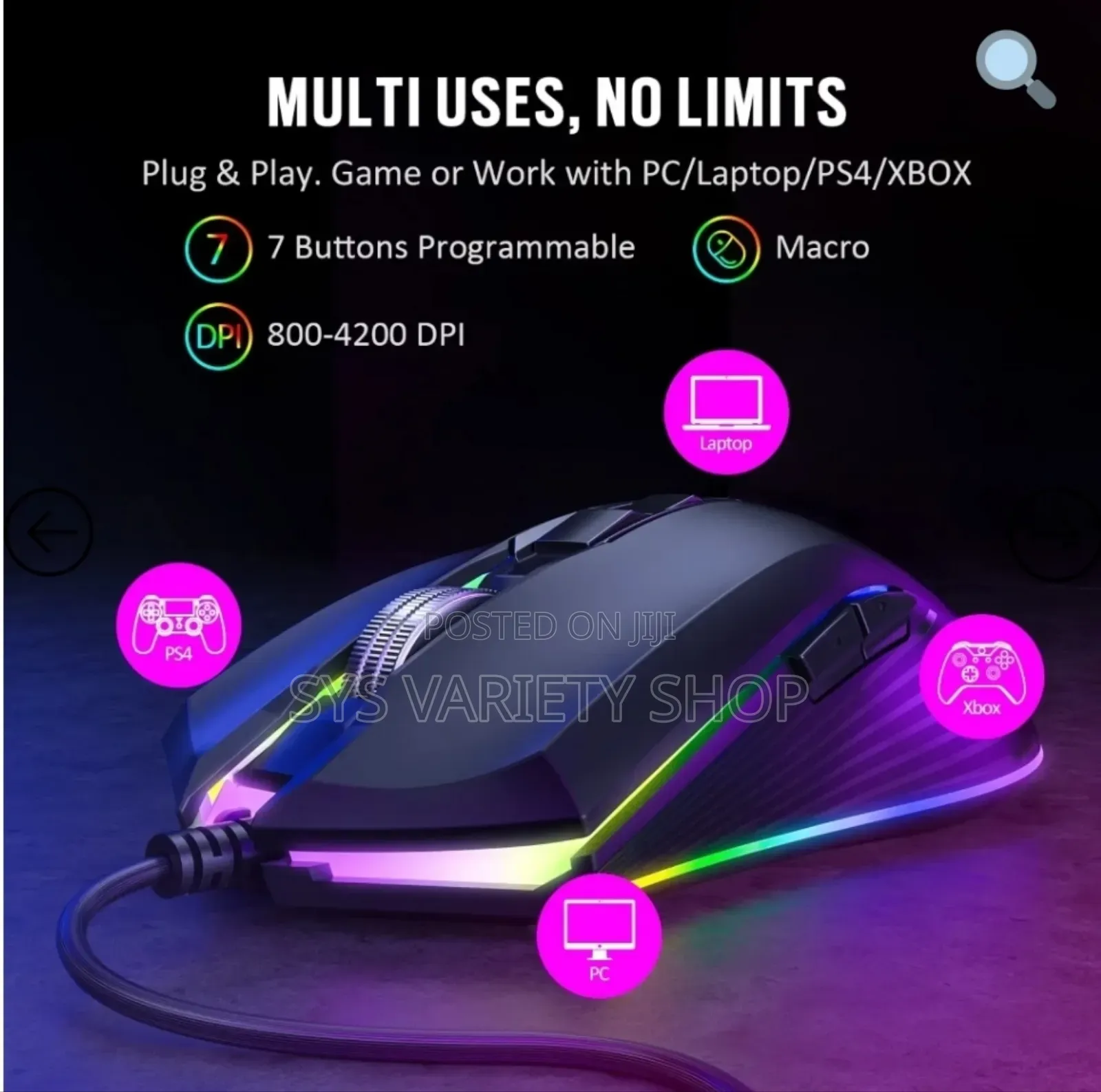 Victsing Pc279a Black Led Backlit Wired Gaming Keyboard Mouse Combo