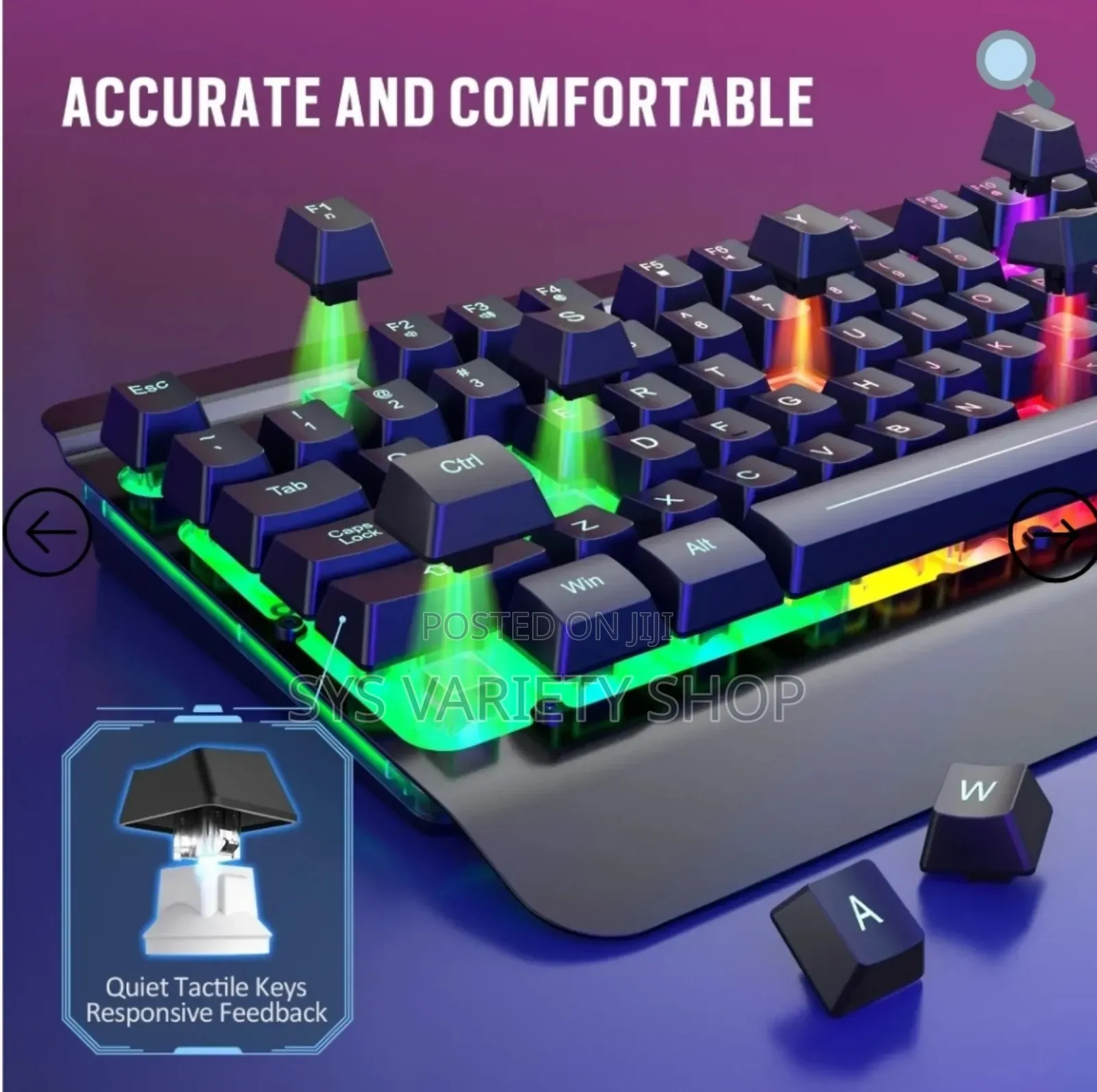 Victsing Pc279a Black Led Backlit Wired Gaming Keyboard Mouse Combo