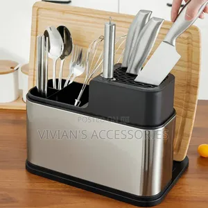 Stainless Steel Cutlery Drainer With Knife Rack.
