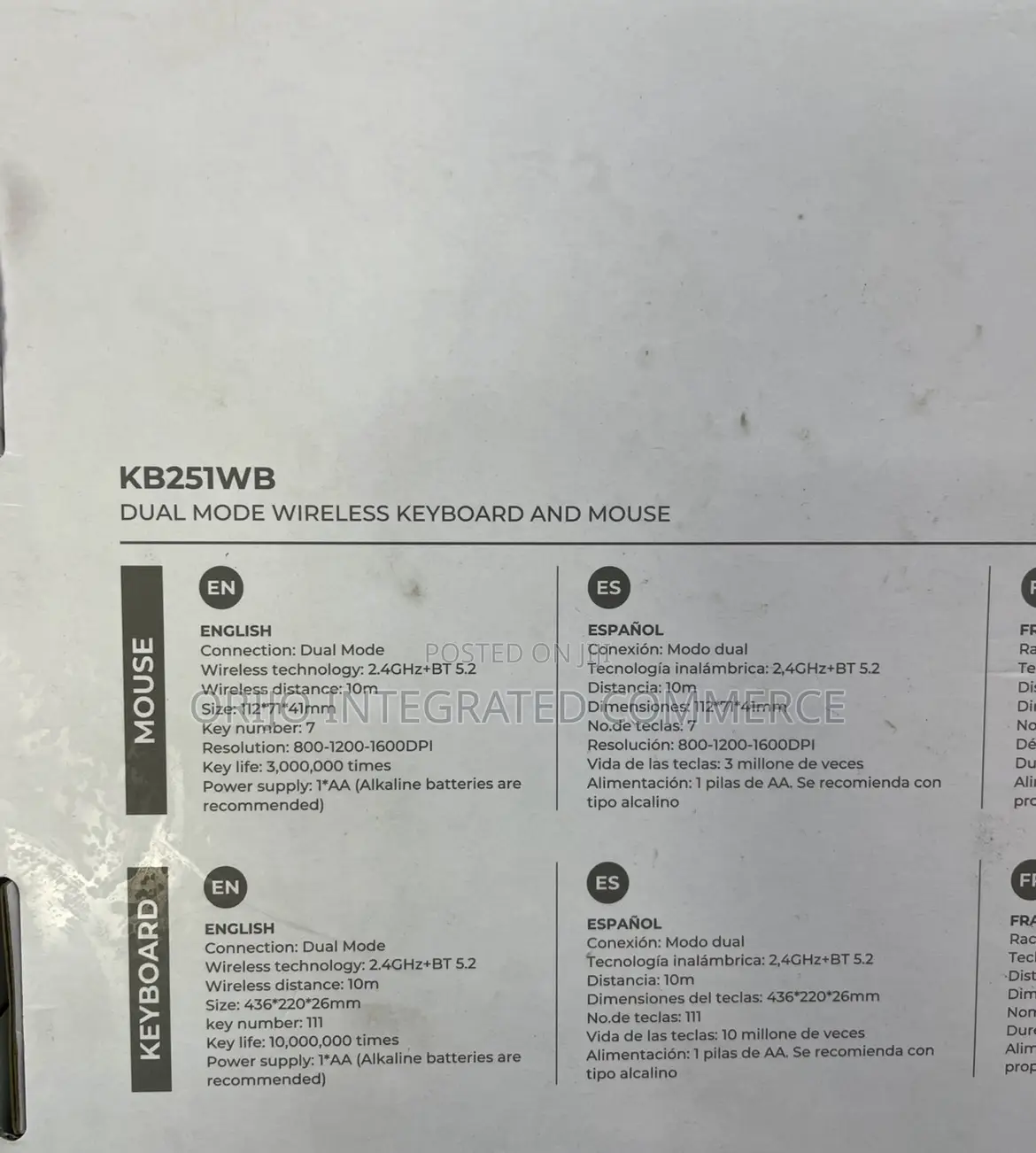 Kb251wb Dual Mode Wireless Keyboard And Mouse