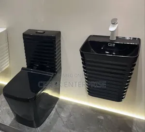 Black Executive Water Closet With Hanging Basin