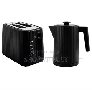 George Home Ribbed Electric Kettle and 2-Slice Pop-Up Toaster Set.