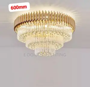 Circle and Square Crystal Flush Chandelier