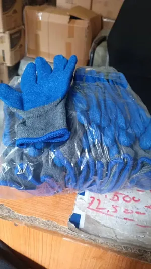 Blue And Gray Rubber-coated Work Gloves.