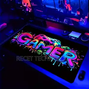 Large Gaming Desk Mat With Console Print
