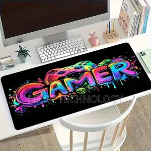 Large Gaming Desk Mat With Console Print