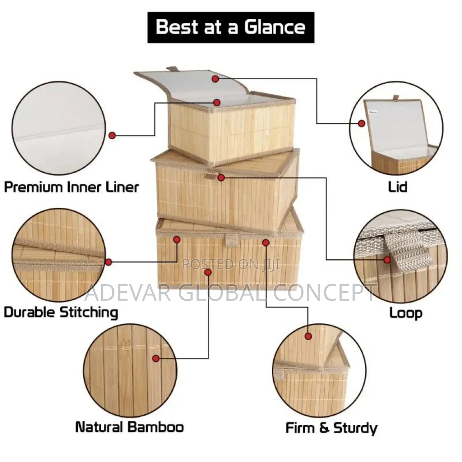 3in1 Multipurpose Bamboo Storage Clothes Box Set