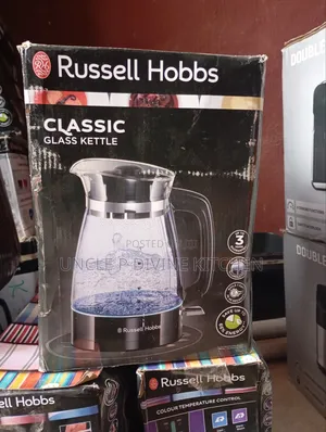 Russell Hubbs 1.7l Classic Glass Kettle Colour Temperature Control.