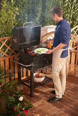 Campfire Outdoor Smokeless Barbecue Charcoal BBQ Grill Trolley Table