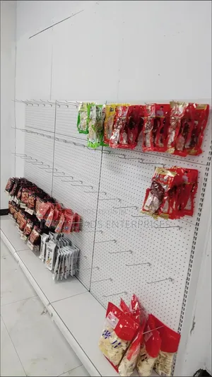 Wall Supermarket Shelf and 25 Hanging Peg Board Hooks