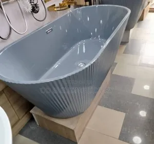 Grey Ribbed Acrylic Bathtub.