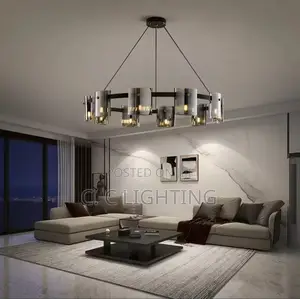 Matte Black Glass Led Chandelier for Dining Living Room Size 800mm