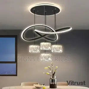 Modern Crystal Pendant Lamp Oil-Rubbed Metal