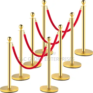 Crowd/ Control Stanchion Gold/ Exhibition Barrier With Rope