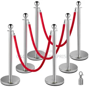 Queue/Crowd/ Control Silver Stanchion / Exhibition Barrier With Ropes