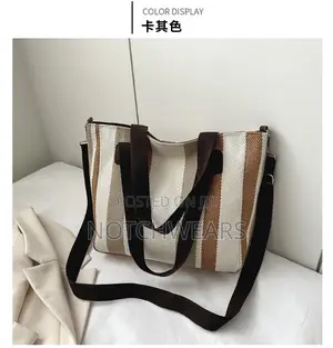 Striped Canvas Tote Bag