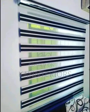 White and Black Print Day and Night Blinds