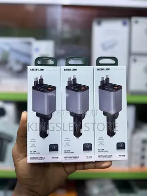 Green Lion Retractable 65w Car Charger With Simultaneous Charging