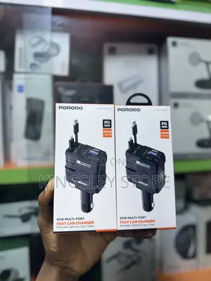 Porodo 66w Car Charger Lightning & Type-c - Black