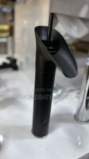 Water Fall Matt Black Long Basin Faucet