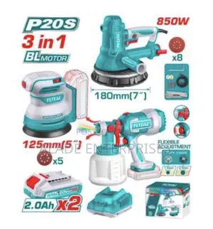 Total Complete 3-in1 Combo Kit Drywall Sander, Orbit Sander, Spray Gun