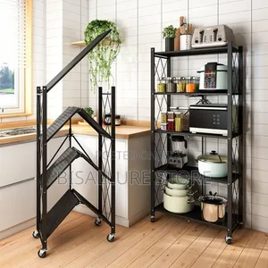 5 Layers Foldable Metal Storage Rack With Wheels