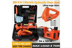 Electric Hydraulic Car Jack And Impact Wrench Kit 5 Tons