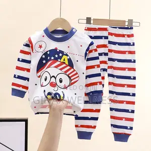 2-Piece Pajamas Set With Long-Sleeve Top and Pants for Boys and Girls